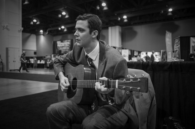Geary Allen in the Exhibit Hall at IBMA Bluegrass Live! (9/30/23) - photo © Jeromie Stephens