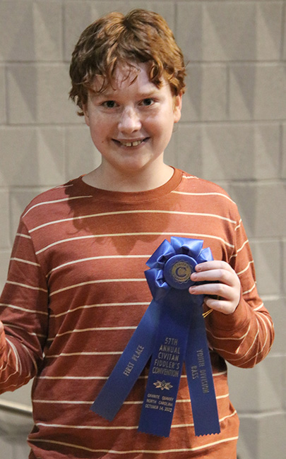 Matthew Chaney, first place Youth Bass Fiddle at the 57th Granite Quarry  Fiddlers Convention - photo © G. Nicholas Hancock