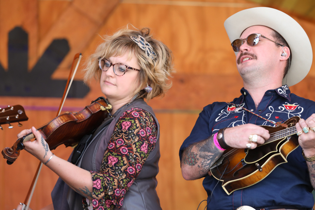 Laura Orshaw with The Po' Ramblin' Boys at the 2023 Vine Grove Bluegrass Festival - photo © David Kuehner