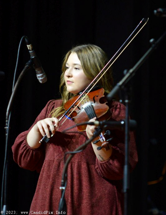 Mallory Hindman with The Kevin Prater Band at the 2023 Bluegrass Christmas in the Smokies - photo © Bill Warren