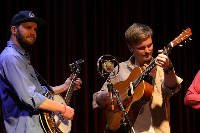 Ryan O'Donnell and George Gutherie from the KTM Bluegrass Unit at the Kathmandu Bluegrass Festival (12/9/23) - photo © Eliott Siff