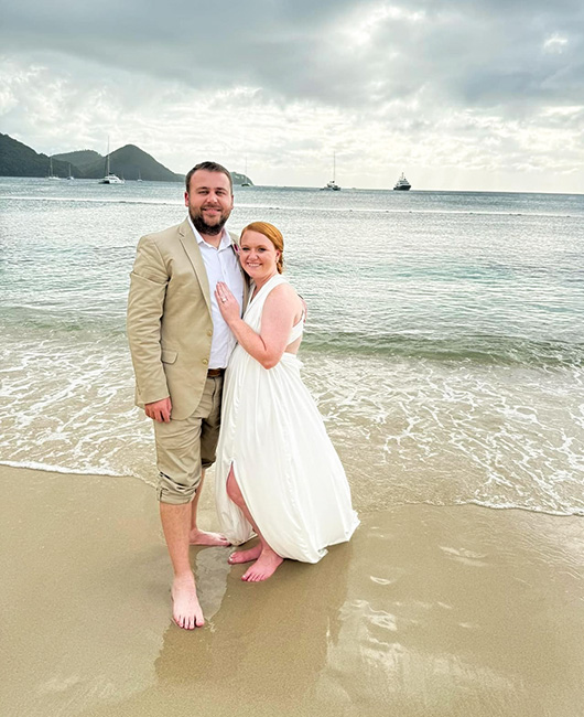 Tyler & Mallory White on the beach at St Lucia