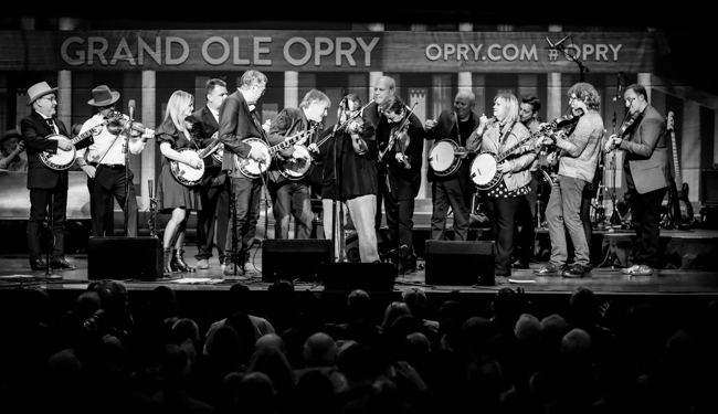 Massive final jam at the 100th Birthday Celebration for Earl Scruggs at The Ryman Auditorium (1/6/24) - photo © Bryce LaFoon