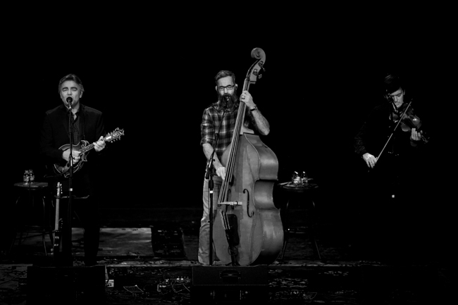 Ronnie McCoury, Alan Bartram, and Chris Ward with Travelin' McCourys at Remembering Earl for The Earl Scruggs Center in Shelby, NC (1/13/24) - photo © Bryce LaFoon