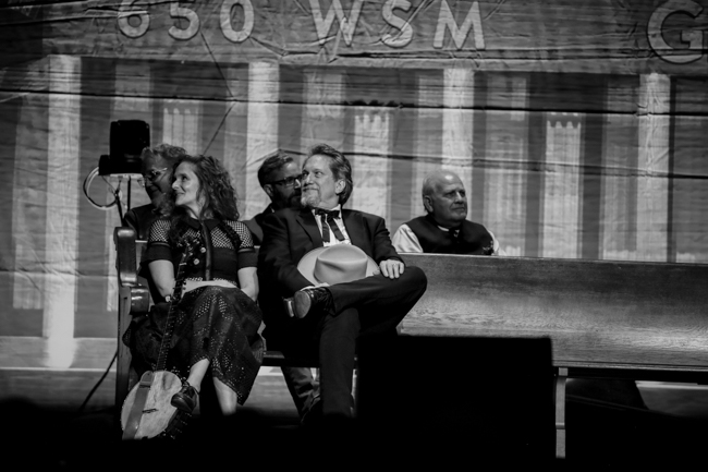 Bryan Sutton, Abigail Washburn, Alan Bartram, Jerry Douglas, and Jim Mills at the 100th Birthday Celebration for Earl Scruggs at The Ryman Auditorium (1/6/24) - photo © Bryce LaFoon