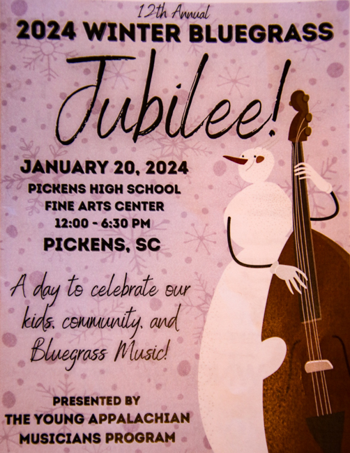 YAM flyer at the 2024 Winter Bluegrass Jubilee - photo © G. Nicholas Hancock