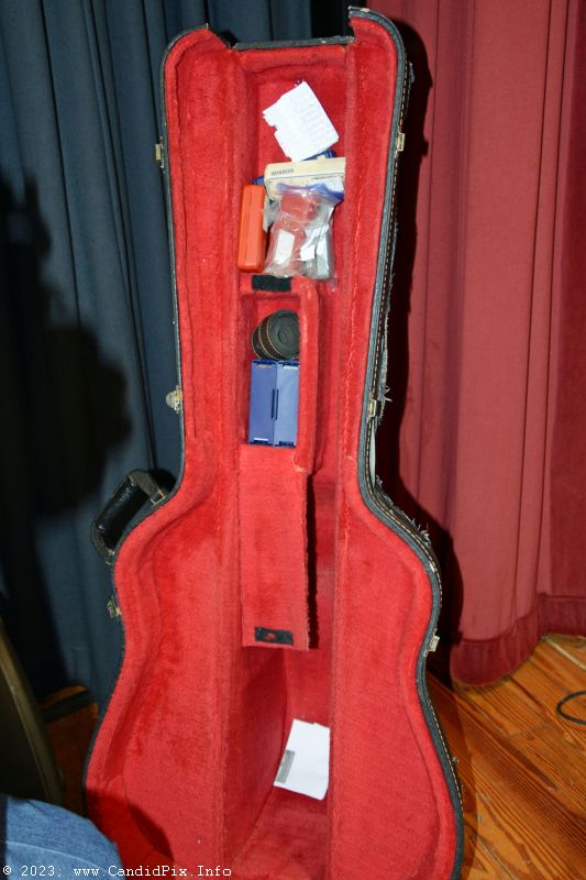 Jack Bethune's unique guitar case at Woodbine Opry on December 29, 2023 - photo © Bill Warren