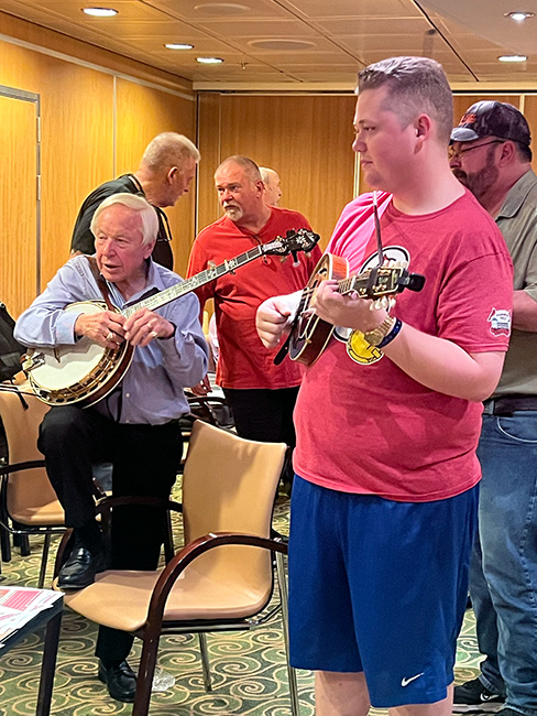 Jam and meet and greet on Danny Stewart's Bluegrass Cruise (January 2024) - photo by Gary Hatley