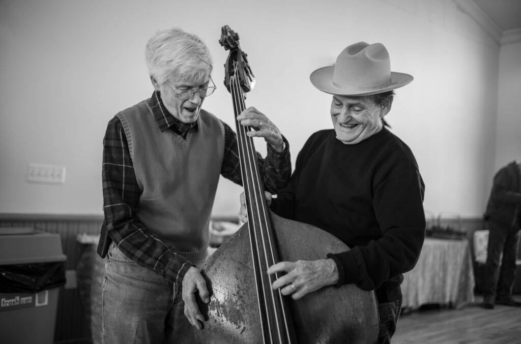 Tom Gray and Jerry McCoury at the Lucketts Schoolhouse 50th anniversary celebration (1/2024) - photo © Jeromie Stephens
