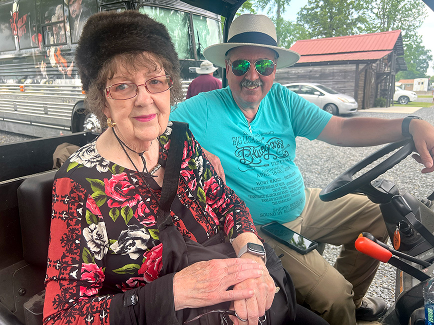 Joan Branch with her son, promoter Jeff Branch at the 2024 Big Lick Bluegrass Festival - photo © Sandy Hatley