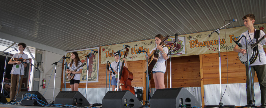 Kids Academy students at the 2024 Delaware Valley Bluegrass Festival - photo © Frank Baker