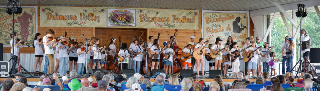 Kids Academy students at the 2024 Delaware Valley Bluegrass Festival - photo © Frank Baker