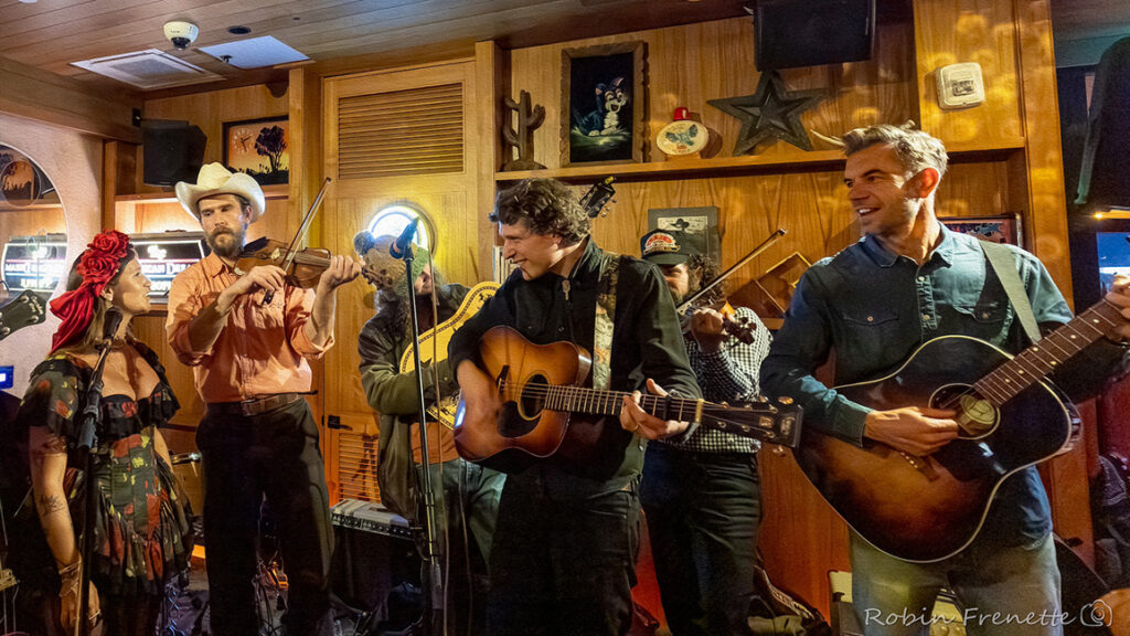 Sierra Ferrell crashes a square dance in LA with Nick Hexum and Kenny Feinstein after the Grammys (2/4/25) - photo © Robin Frenette