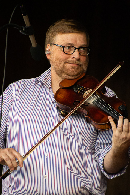 Adam Haynes with Rhonda Vincent & The Rage at the summer 2025 Gettysburg Bluegrass Festival - photo © Frank Baker