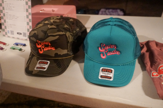 Sister Sadie merch at the 2025 Bluegrass & Chili Festival in Oklahoma - photo © Pamm Tucker