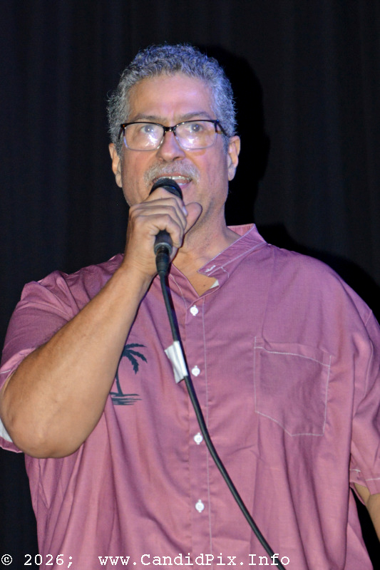 Promoter Ernie Evans at the 2026 Jekyll Island Bluegrass Festival - photo © Bill Warren