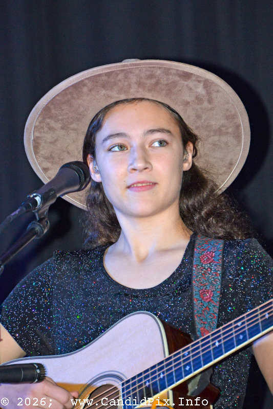 Akulina Shamanov with the Alaskan Sunnyside Sisters at the 2026 Jekyll Island Bluegrass Festival - photo © Bill Warren