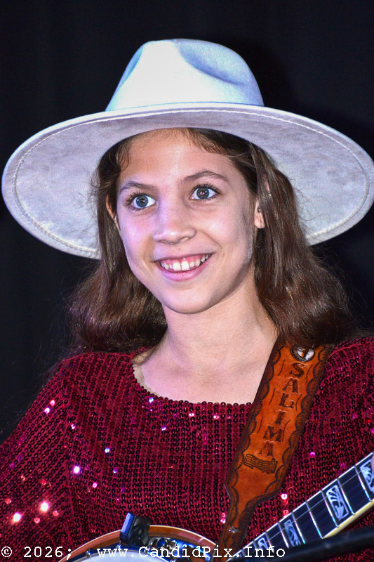 Salima Shamanov with the Alaskan Sunnyside Sisters at the 2026 Jekyll Island Bluegrass Festival - photo © Bill Warren