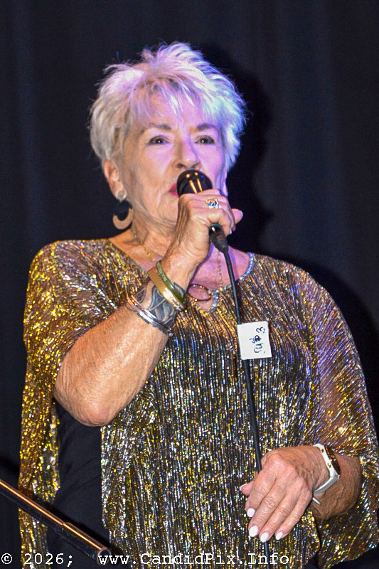 MC Sherry Boyd at the 2026 Jekyll Island Bluegrass Festival - photo © Bill Warren