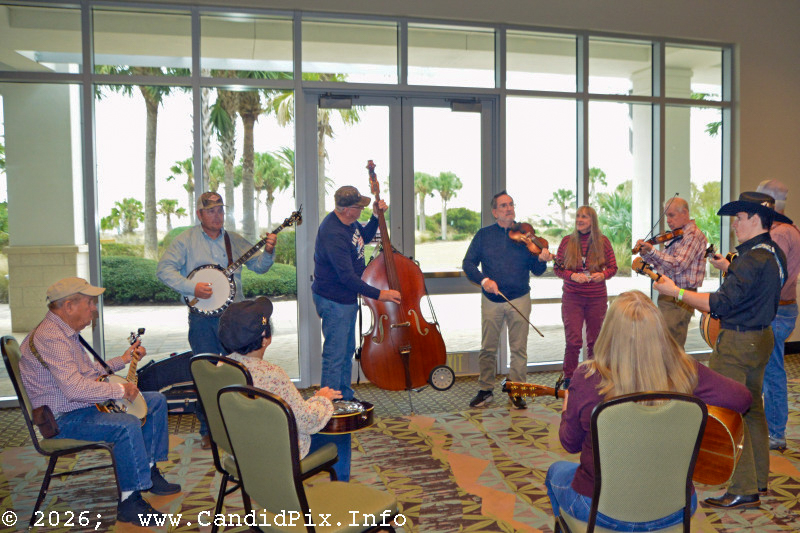 Pre-show jam at the 2026 Jekyll Island Bluegrass Festival - photo © Bill Warren
