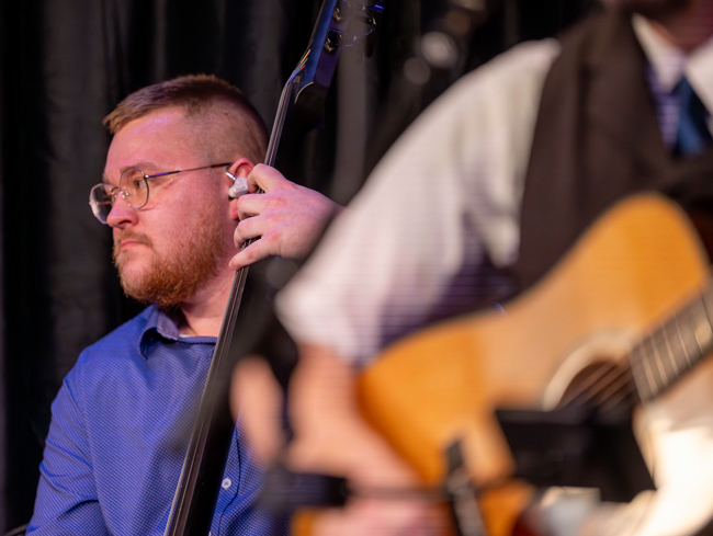 Zach Collier with Joe Mullins & The Radio Ramblers at their final performance at Meadowgreen Music Hal (10/10/26) - photo © Hallie Adams