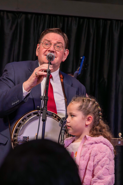 Maliyah Flowers sings with Joe Mullins & The Radio Ramblers at their final performance at Meadowgreen Music Hal (10/10/26) - photo © Hallie Adams