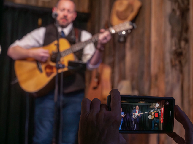 Adam McIntosh with Joe Mullins & The Radio Ramblers at their final performance at Meadowgreen Music Hal (10/10/26) - photo © Hallie Adams