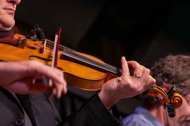 Jason Barie with Joe Mullins & The Radio Ramblers at their final performance at Meadowgreen Music Hal (10/10/26) - photo © Hallie Adams