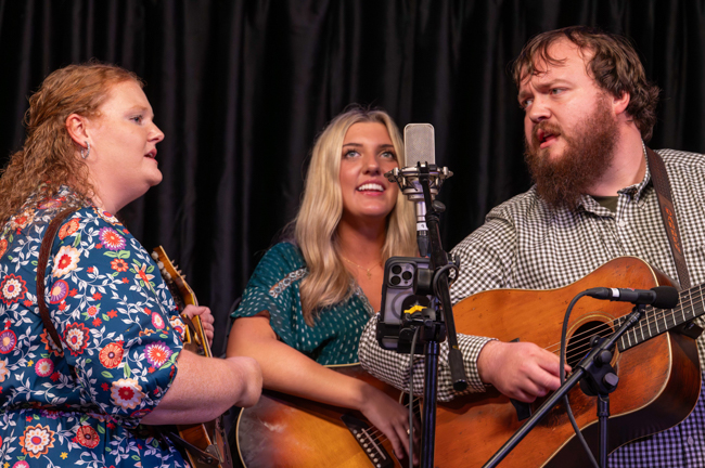The MeadowGreen Trio open for Joe Mullins & The Radio Ramblers' final performance at Meadowgreen Music Hal (10/10/26) - photo © Hallie Adams