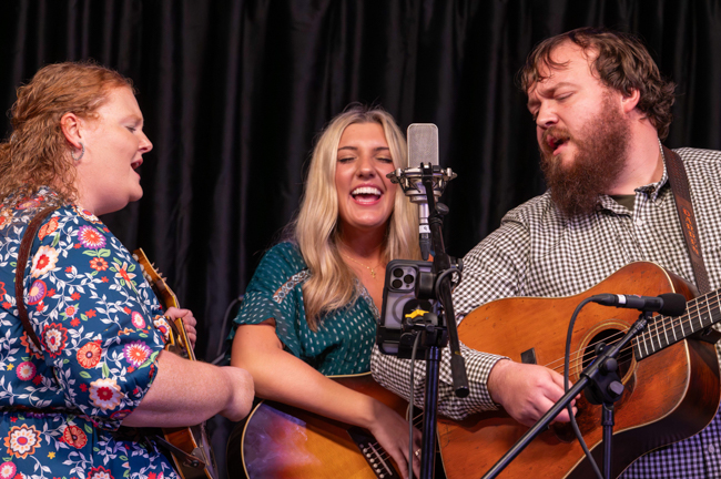 The MeadowGreen Trio open for Joe Mullins & The Radio Ramblers' final performance at Meadowgreen Music Hal (10/10/26) - photo © Hallie Adams