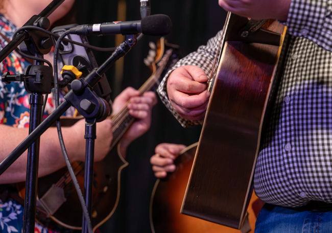 The MeadowGreen Trio open for Joe Mullins & The Radio Ramblers' final performance at Meadowgreen Music Hal (10/10/26) - photo © Hallie Adams