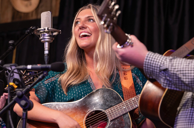 Kylee Riddell with The MeadowGreen Trio opening for Joe Mullins & The Radio Ramblers' final performance at Meadowgreen Music Hal (10/10/26) - photo © Hallie Adams