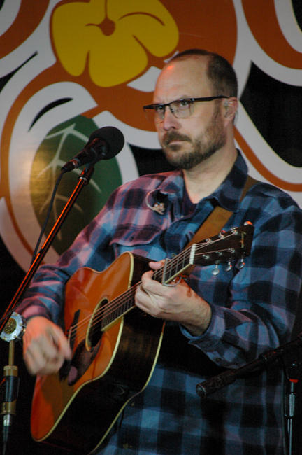 Josh Williams with Southern Legacy sound checking for WoodSongs Old Time Radio Hour (2/9/26) - photo © Roger Black