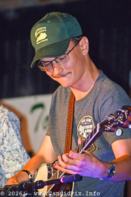Logan Lobdel with Ian Lane & Southern Flavor at the 2026 Palatka Bluegrass Festival - photo © Bill Warren