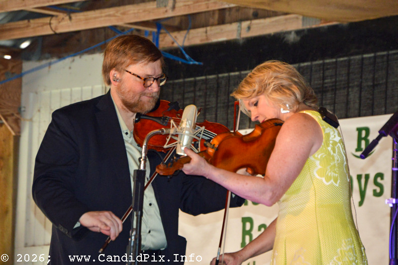 Adam Haynes and Rhonda Vincent twinning with The Rage at the 2026 Palatka Bluegrass Festival - photo © Bill Warren