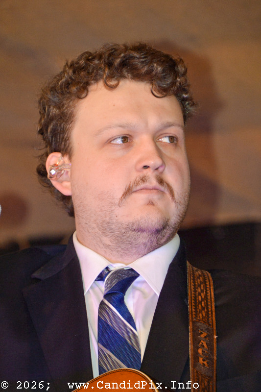 Zack Arnold with Rhonda Vincent & The Rage at the 2026 Palatka Bluegrass Festival - photo © Bill Warren