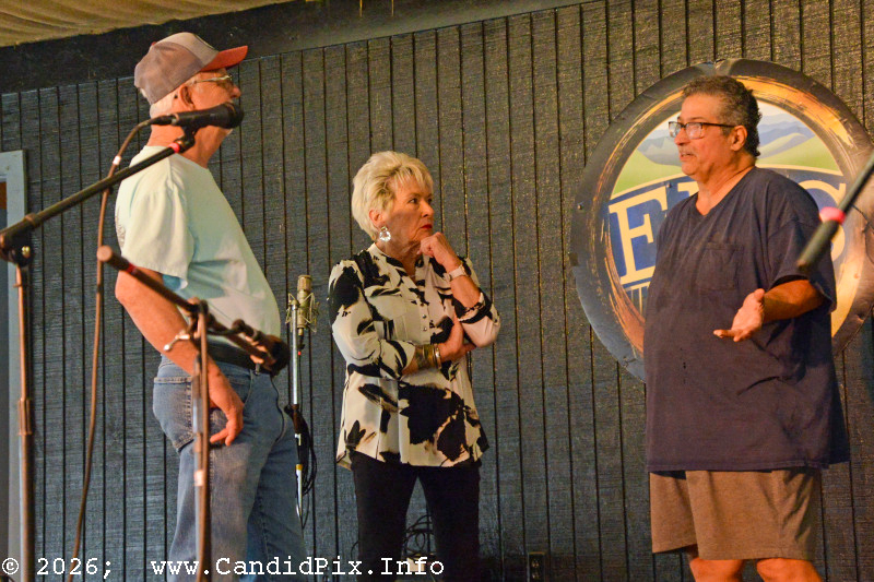 Clarence Canada, Sherry Boyd, and Ernie Evans at the 2026 Spring Palatka Bluegrass Festival - photo © Bill Warren