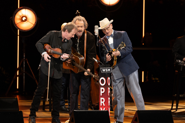 Dan Tyminski with a Soggy Bottom Boys reunion on the Grand Ole Opry for the 25th Anniversary of the O Brother, Where Art Thou? soundtrack (2/28/26) - photo © Grand Ole Opry