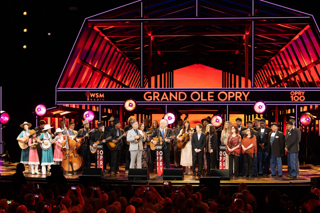 Grand finale on the Grand Ole Opry for the 25th Anniversary of the O Brother, Where Art Thou? soundtrack (2/28/26) - photo © Chris Hollon for the Grand Ole Opry