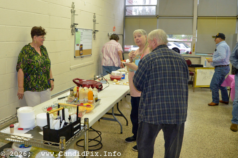 Jack Bethune chats with the kitchen staff at the Woodbine Opry (2/27/26) - photo © Bill Warren