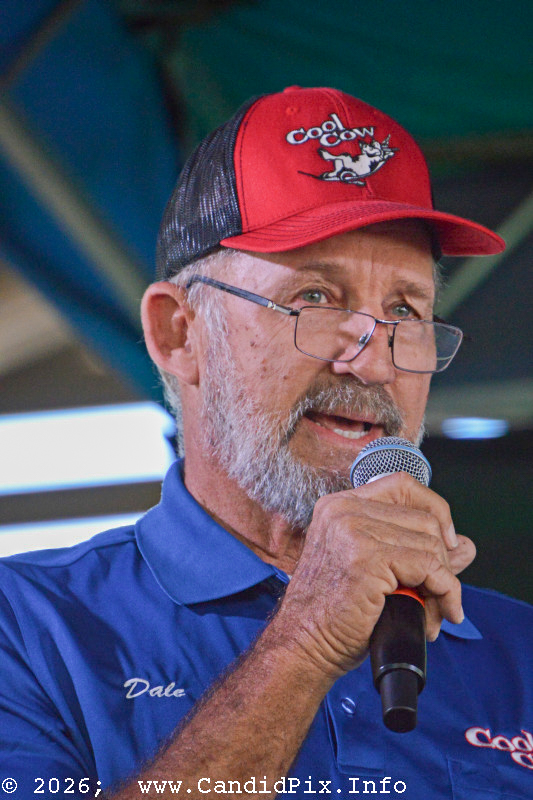 Dale McClllan welcomes everyone to the 2026 Big Bass Bluegrass & BBQ festival in Inverness, FL - photo © Bill Warren