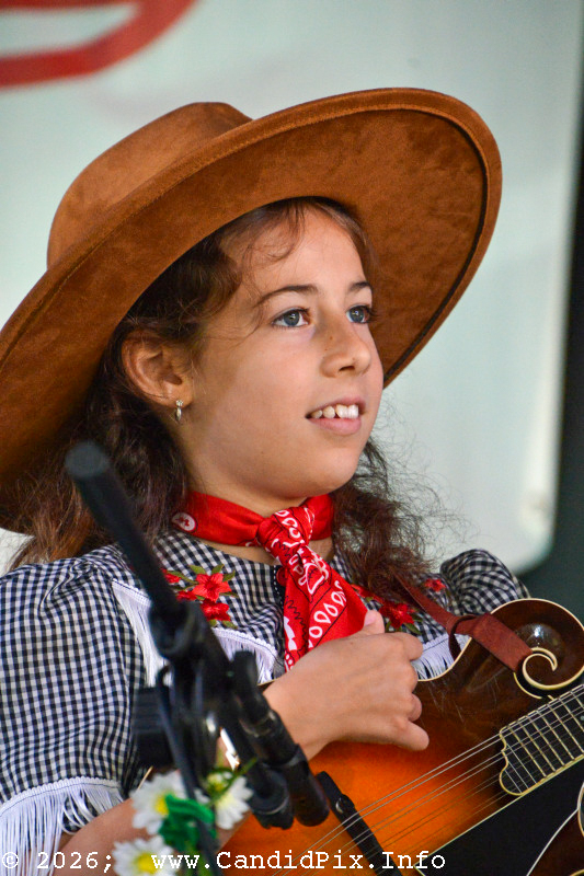 Alaniya Shamanov with the Alaskan Sunnyside Sisters at the 2026 Big Bass Bluegrass & BBQ festival in Inverness, FL - photo © Bill Warren