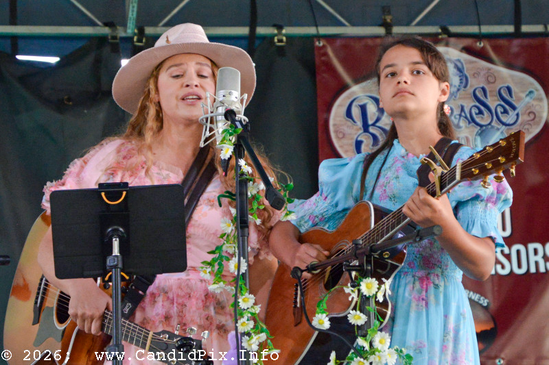 Sarah and Elizabeth Ayres with Ayres of Promise at the 2026 Big Bass Bluegrass & BBQ festival in Inverness, FL - photo © Bill Warren
