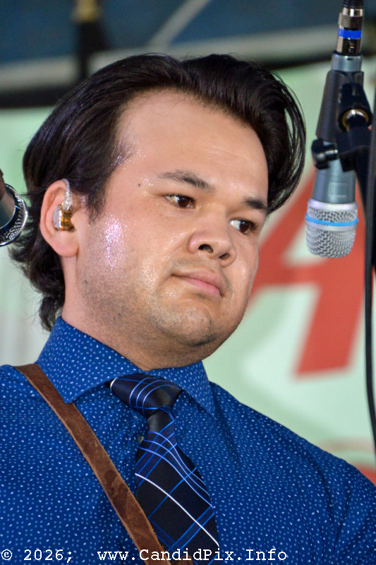 Matthew Songmaker Ziesing with the Little Roy & Lizzy Show at the 2026 Big Bass Bluegrass & BBQ festival in Inverness, FL - photo © Bill Warren