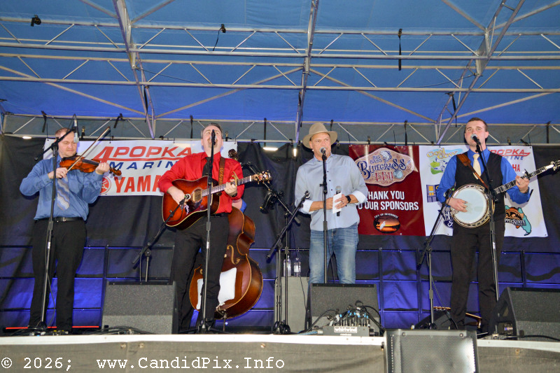 CJ McClellan with Ralph Stanley II & The Clinch Mountain Boys at the 2026 Big Bass Bluegrass & BBQ festival in Inverness, FL - photo © Bill Warren
