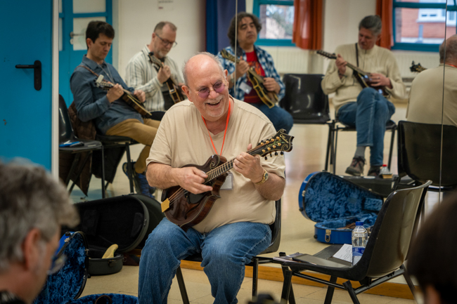 Emory Lester leads a mandolin class at the 2026 Barcelona Bluegrass Camp - photo © Josep Ponsa Camps