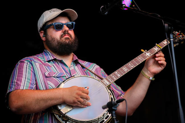 Cody Looper with Michael Cleveland & Flamekeeper at MerleFest 2026 - photo © Bryce Lafoon