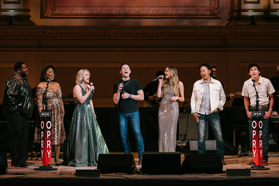 Rhonda Vincent joins fellow Opry stars The War and Treaty, Scotty McCreery, Kelsea Ballerini, Henry Cho, and Wyatt Flores
sing Will The Circle Be Unbroken at Carnegie Hall (3/20/26) - photo by Fadi Khelr