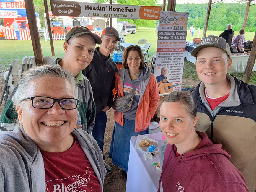 Headin' Home hangs out in the Bluegrass Road Trip booth at the 2026 Little Roy & Lizzy Music Festival - photo © Ami Ricci