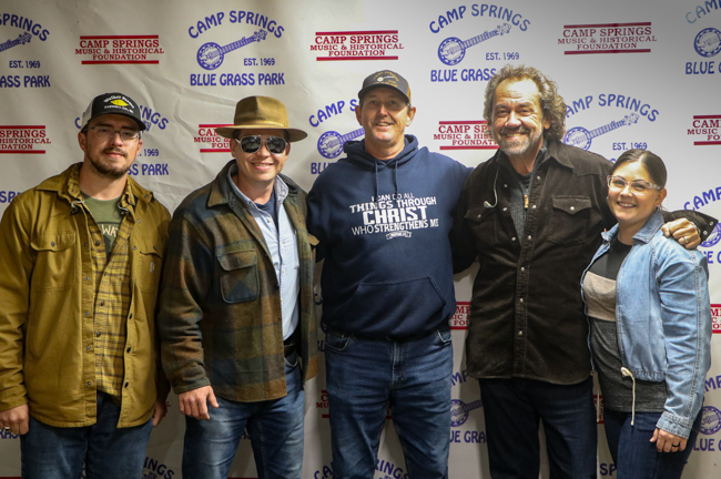 Festival promoter Cody Johnson with Dan Tyminski and band members at the 2026 Tony Rice Memorial MusicFest - photo © G. Nicholas Hancock